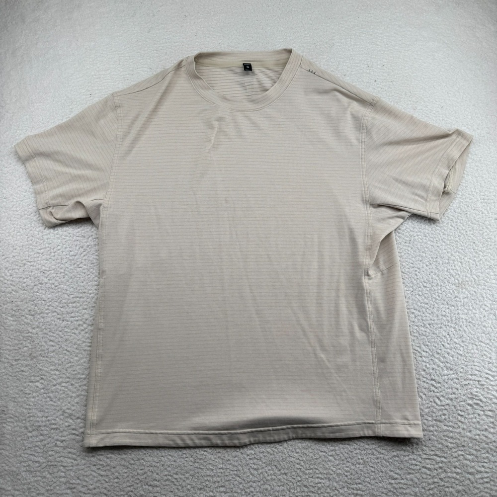 Lululemon Tee Shirt Mens Large Tan Short Sleeve Workout Lightweight Loose Fit